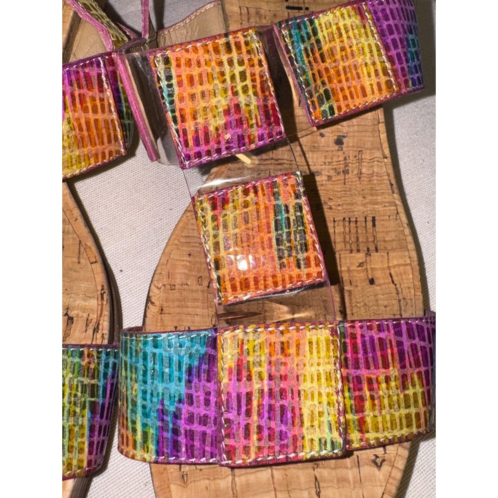 Vaneli Kinna Slingback Wedge Sandal Multi Rainbow Size 8M dopamine artsy vibe - Picture 6 of 11